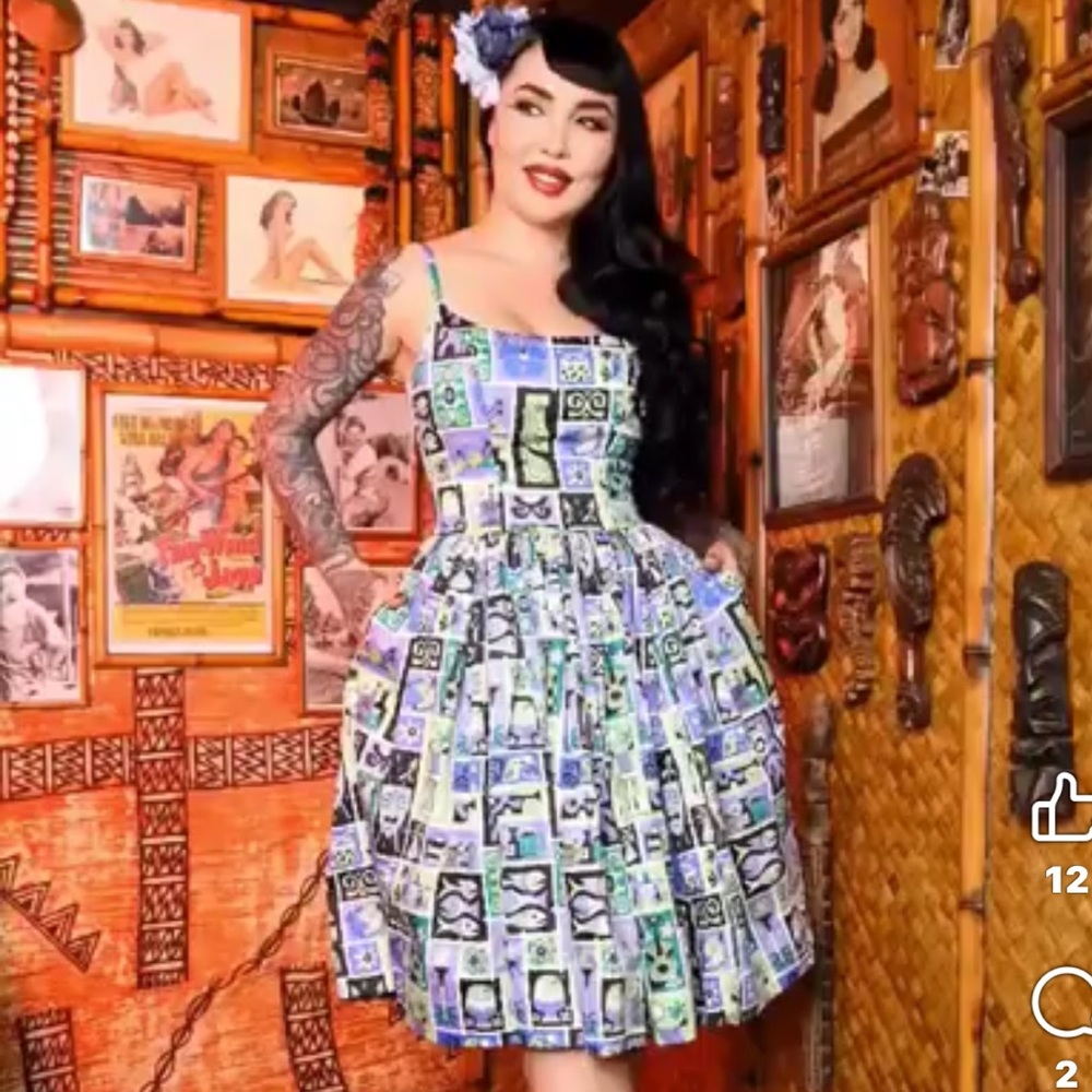 Pinup Girl Clothing Tiki Tiles Jenny Dress